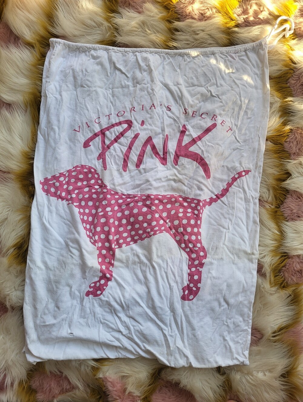 Y2k Victoria's Secret PINK vintage laundry bag rare dog polka dots 4